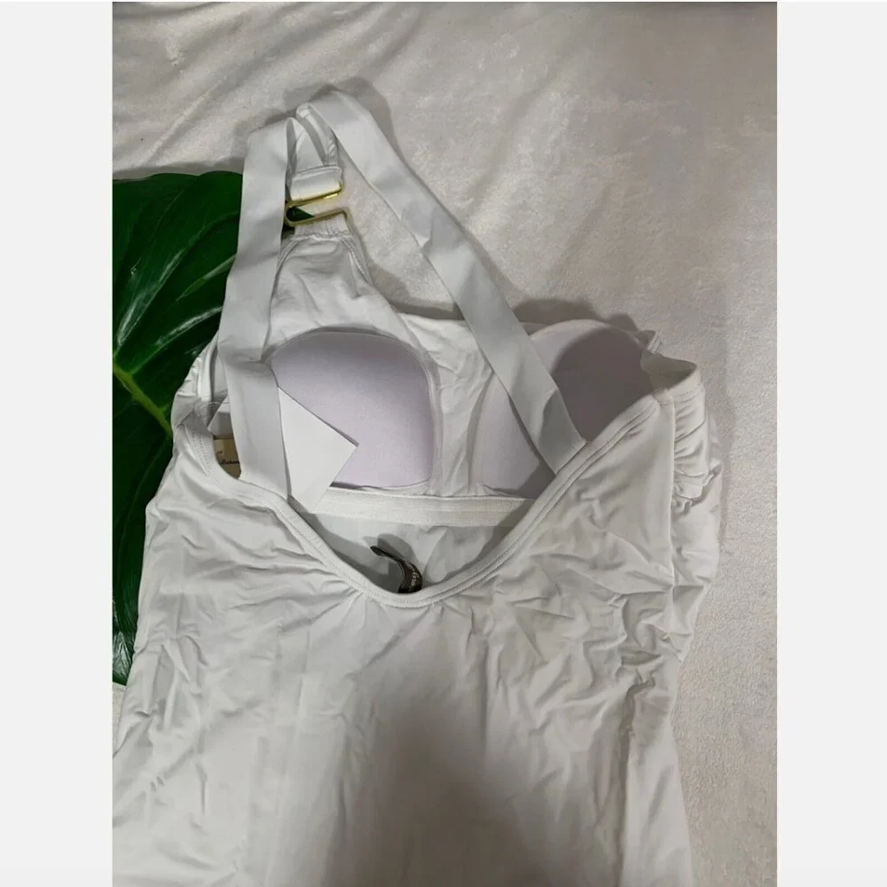 NWT Tommy Bahama Pearl‎ One Shoulder U Ring One Piece Swimsuit White [SZ 10 ]